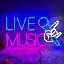 [Live Music]10 Level Dimmable LED Neon Sign,Wall/Desktop Decor,Shop Logo Business Sign,For Indoor/Outdoor Use,For Home,Store Bar,Club,Man Cave,Gathering,Party,Holiday,Birthday,Perfect Gift For Girls,Kids,Friends,Family,5V2A USB Powered. - FY-TM-250226 - 查看 1
