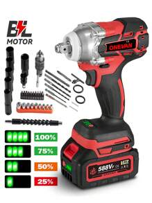 Electric Wrench,1/2" 520Nm Torque Impact Wrench Screwdriver Cordless Power Tools Set Tools