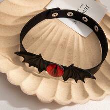 1 件仿皮恶魔之眼和翅膀颈链，深色甜美哥特式红眼蝙蝠领颈饰，可调节个性化项链，适合派对装饰万圣节