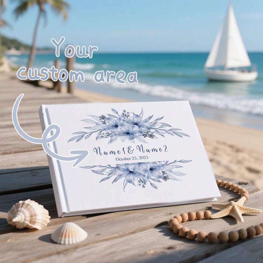Libro de Mensajes Floral Azul Macaron, Libro de Invitados de Boda Personalizado, Libro de Invitados de Cumpleaños, Libro de Firmas de Recepción Personalizado, Libro de Bendiciones de Compromiso, Recuerdo de Boda para Invitados, Aniversario