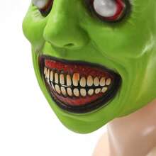1 Stück Halloween Maske aus natürlichem Latex, wiederverwendbar, mit weißen Augen und lächelndem Ausdruck, skurrile Latex-Maske, unheimliche Maske, Party Rollenspiel Kostümzubehör, Feiertagsparty Verkleidung Requisiten