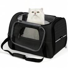 Secure Zipper Anti-Escape Pet Carrier Backpack | Spacious Ventilated Foldable Cat/Dog Travel Bag | Car & Airline Approved Collapsible Cage With Breathable Design - màu đen - Xem 11