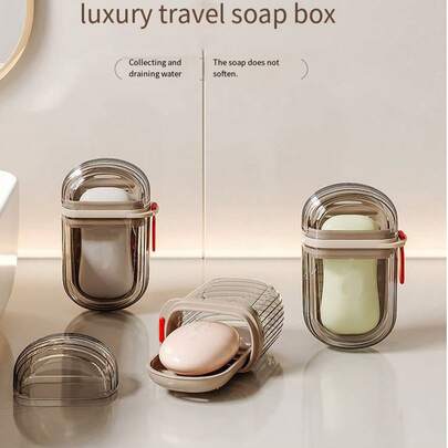 1pc Portable Mini Soap Box With Cover, Leak-Proof Soap Dish, Suitable For Travel