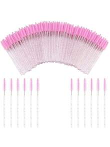 200pcs/100pcs/50pcs/10pcs Disposable Mascara Wands Eyelash Brush Spoolies For Eyelash Cleaning Eyebrow Crystal Shine Eyelashes Brushes Lash Extensions Makeup Tool - Pink - View 11