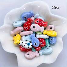 10/20 hạt gốm hình cá đốm nhiều màu - Hạt tròn dẹt nhiều màu bóng có lỗ, Tự làm đồ trang sức, Vật liệu thủ công làm vòng cổ, vòng tay, Phụ kiện trang trí nhà cửa, Mặt dây chuyền thủ công, Thiết kế vui nhộn - Nhiều màu - Xem 9