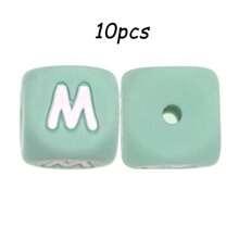 10件/26件，12毫米，绿色字母硅胶珠（A-Z）可用于DIY节日氛围|钥匙扣|背包挂件等，也可用作创意手链等