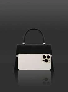Bolso de mano brillante con diamantes de imitación para mujer, elegante y moderno bolso de mano con solapa, bolso de noche, bolso de fiesta, exquisito bolso de fiesta, bolso de hombro de lujo para mujer, conjunto de tres piezas con diamantes de imitación brillantes, collar, pendientes y pulsera con diamantes de imitación brillantes, ideal para fiestas, reuniones y bailes.