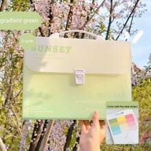 1pc 12-Grid Ombre Color Handle A4 Accordion File Bag, High-Quality School Student Document Organizer Folder,For School Supplies,Back To School