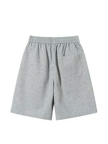Unisex Casual Shorts, 300g Heavyweight Knitted Shorts, Skin-Friendly, Soft And Breathable Fabric, Drawstring Shorts, Elastic Waist Shorts, Suitable For Running And Sports, Suitable For Wearing At Home And Out, Knitted Shorts - Grey - View 2