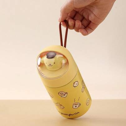 Miniso Sanrio Pompompurin Insulated Water Bottle, Cute Large Capacity Anime Water Cup, Cartoon Mini Portable Adorable Straw Cup, 280ml/9oz
