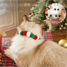 5pcs/Set Cute Pet Christmas Collar, Christmas Tree, Santa Claus, Reindeer Pom Pom Dog Necklace, Cat Collar, Holiday Decoration