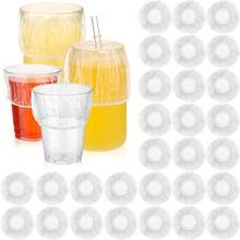 QY 50 Pcs Disposable Cup Covers For Drinks Safety Plastic Drink Covers For Alcohol Protection Wine Beverage Bar Club Banquet Party Supplies Clear  2216 - Trong sáng - Xem 1
