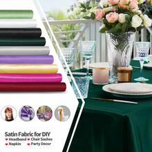 Hunter Green Satin Fabric 3 Yards, 63" Wide Shiny Silky Fabric For Dress, Shirts, Table Runner, Napkin, Tablecloth, Wedding Decor, DIY Crafts