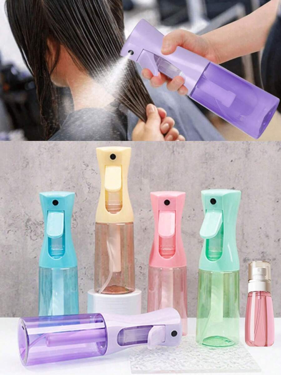 1瓶彩色涂层高压连续喷雾瓶，多色护发保湿包装瓶，酒精消毒连续喷雾器（10.1盎司/100/200/300毫升），粉色透明包装，家用连续喷雾瓶，超细水雾，可重复使用的护发产品，用于清洁卷发，护发工具，可灌装瓶