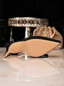 Women's Black Satin Pointed Toe Ankle - Strap Platform Heels Elegant High - Heel Dress Shoes For Evening Party Wedding Formal Events Stylish Footwear Ideal For Spring Summer Autumn Occasions - Black - View 9