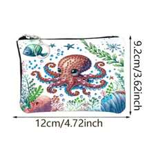 1 Set Diamond Painting Craft Kit, Ocean Animal Style Coin Purse Women Ins Zipper Mini Bag, Women Short Hanging Pouch With Keychain Card Holder, Made With Crystal Round Diamond DIY, Suitable For Daily Travel Carry-On Storage