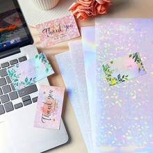 20 或 40 张 A4 尺寸透明全息冷裱膜，8.3*11.7 英寸，4 种款式混合：钻石、彩虹、星星、圆点、防水自粘乙烯基贴纸