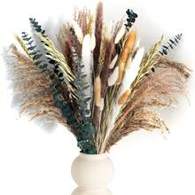 100 PCS Of Boho Pampas Grass Decor, Naturally Dried Pampas, Bunny Tails Dried Flowers, And Dried Eucalyptus Artificial Flowers. Perfect For Weddings, Boho Party Decorations, And Table Decor. - Multicolor - View 2