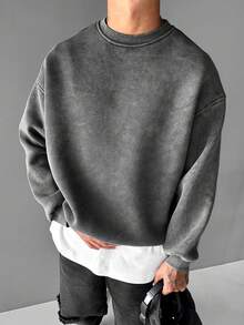 男士休闲 Old Money 男士长袖运动衫，秋季 - 深灰色 - 查看 2