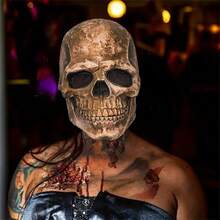 Silicone Mask, Natural Latex Material, Mouth Moving Skull, Perfect For Halloween, Cosplay, Party, Photography, Cosplay
