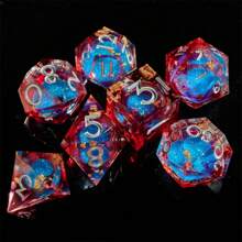7pcs Set Dice Suit For Role Play Tabletop Games, Christmas & Birthday Gift, Suitable For Digital Teaching And Collection, Desktop Game Toys, Liquid Core Flowing Sand Polyhedral Dice Set