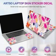 Laptop Skin Sticker Decal, 17 17.3inch Laptop Netbook PC Notebook Universal Vinyl Reusable Skin Sticker Cover Personalized Art Case Protector, Flower Abstract,7367847 - 墨綠色 - 查看 7