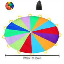 1PC Hand Thrown Parachute Is Used For Team Sports, Hand Thrown Rainbow Parachute, Outdoor Music Festival Roof Decoration, Throwing Sandbags And Rainbow Balls As Gifts For Family Gatherings. 10 Balls Will Be Randomly Shipped As Gift Colors. Thank You.