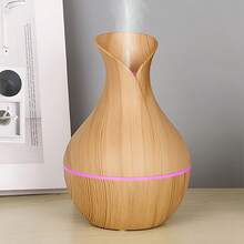 Acoustic Technology Vase Humidifier With 7-Color LED Night Light - Wood Grain And Starry Sky Roof Design, Silent Operation, Automatic Shutdown, USB Power Suitable For Home, Office, Bedroom Decoration, Made Of Plastic Material,Halloween Gifts - 淺色 - 查看 8