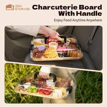 Bamboo Cheese Tray, Portable Food Tray For Camping, Party And Restaurant | Holiday Appetizer, Cooked Food And Snack Serving Tray, Food Storage Tray, Bamboo Material, Restaurant, Kitchen, Outdoor, Snack Tray Decorative Tray - Multicolor - View 8