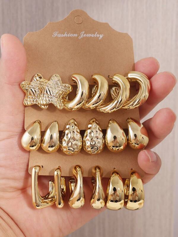 6-18pcs Geometric Stylish Earrings, Suitable As Gifts For Family And Friends During Holidays