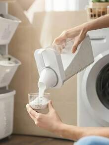 1 件大容量灰色洗衣液分配器带刻度 - 透明密封塑料容器 - 适合家庭和商业使用，一体式功能，液体洗涤剂分配器 - 白色 - 查看 1