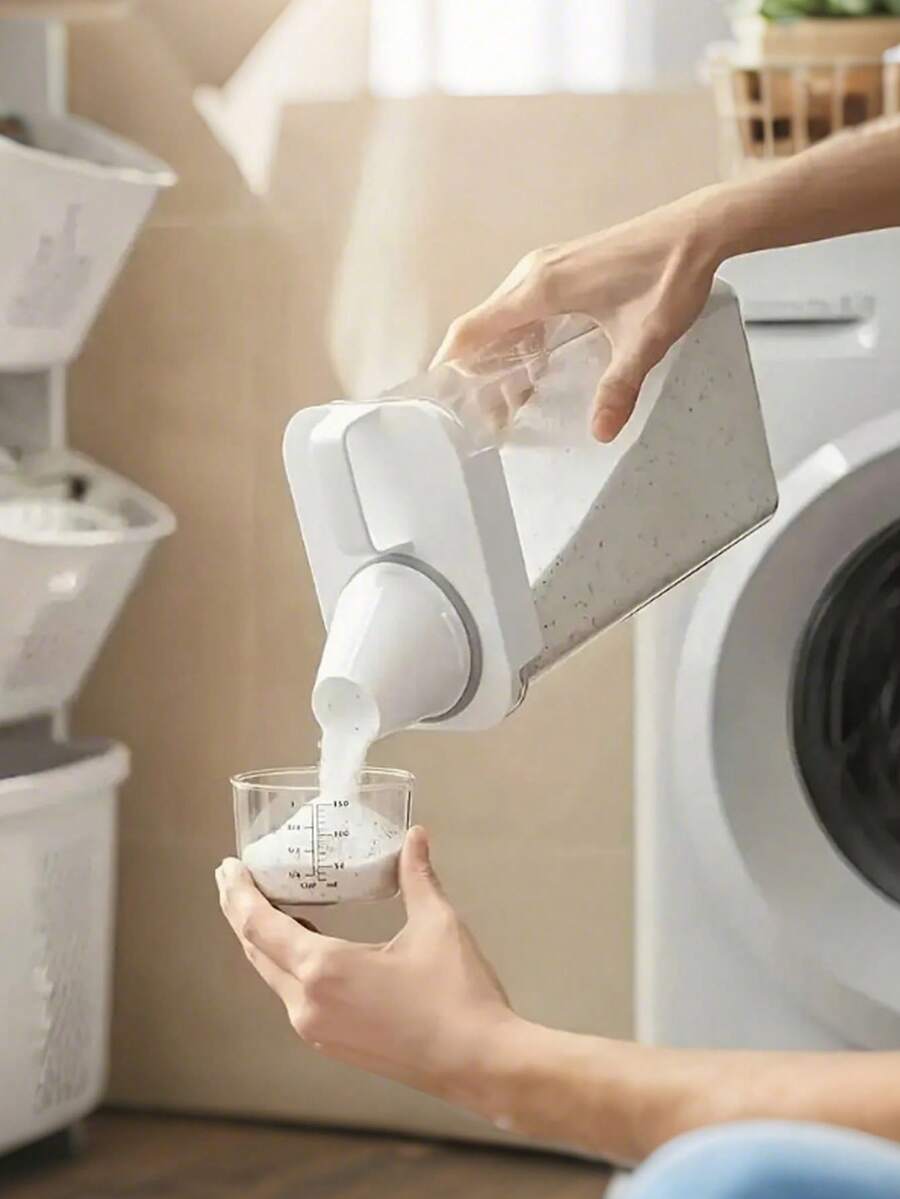 1 件大容量灰色洗衣液分配器带刻度 - 透明密封塑料容器 - 适合家庭和商业使用，一体式功能，液体洗涤剂分配器 - 白色 - 查看 1