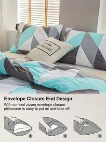 3pcs Geometric Pattern Duvet Cover Set (1 Duvet Cover And 2 Pillow Shams), Soft And Skin-Friendly, Suitable For All Seasons - Multicolor - View 7