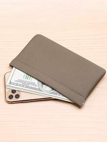 1pc Self-Locking Real Cowhide Long Wallet, Can Be Used As Passport Holder, Driver's License Holder, Earphone, Data Cable Organizer, Cash Holder, Cosmetic Bag, Women's Wallet, Handbag, Mini Wallet - Multicolor - View 3