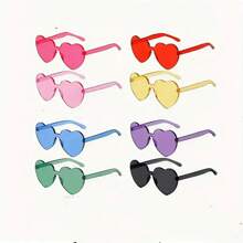 1/2/4/8 Pairs Heart Shaped Candy Color Frameless Funny Glasses, Essential For Party, Birthday, Beach, Bestie Gathering