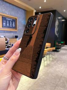1 pieza Funda protectora de teléfono de material TPU con textura mate negra y patrón de rayas con silueta humana minimalista y creativa, apta para teléfonos Android como OPPO, Vivo, ideal como regalo para novio/novia