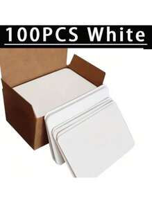 100pcs/Box Minimalist Thick Blank Kraft Paper Cards, Simple, Durable, Thick - Ideal For DIY Doodles, Messages And Notes - Small Notebooks And Handmade Party Cards, Perfect For Creative Expression, Eid Mubarak