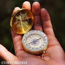 1 Compass For Navigation, Vintage Luminous Pocket Watch Compass, Pure Copper Shell, Suitable For Camping/Orienteering/Hiking Personalized Carved Copper Handwritten Compass | Customize Work Compass Gift For Friends | Anniversary Birthday Wedding Gift