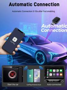 XUDA Acodo 2025 New Wireless CarPlay Android Auto 2 In 1 Mini Car Multimedia Player Box Wired To Wireless Car Adapter Maintains Original Car Functions Wireless Connection Plug And Play Suitable For 99% Of Original Cars