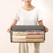 1 pieza Caja de almacenamiento de ropa plegable, bolsa de almacenamiento de gran capacidad, bolsa de almacenamiento de edredón de tela no tejida, bolsa de almacenamiento y transporte de edredón, bolsa de almacenamiento de equipaje de ropa, para almacenamiento y organización estacional