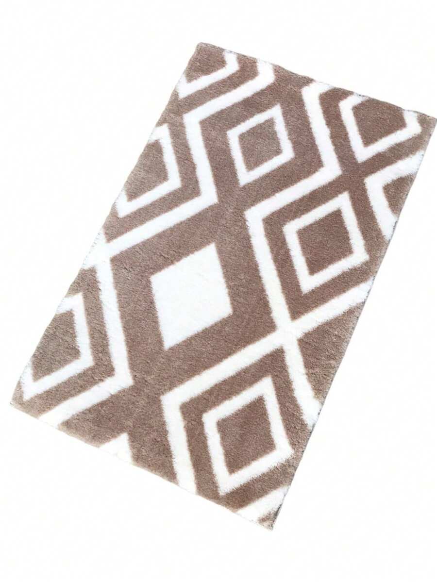 Made In Turkey - Jassrug Royal Tile Bathroom Carpet 50x80 Cm – Non-Slip Base - Soft & Durable - Mocha Brown - View 1