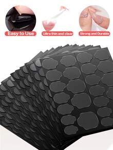 BRIDGESOUND 480片/360片/240片/120片，新款果冻胶，UV果冻指甲胶贴纸，双面果冻按压指甲贴纸，UV固化指甲胶，不脱落，防水，持久耐用，可穿戴假指甲，需要固化 - 無色 - 查看 1