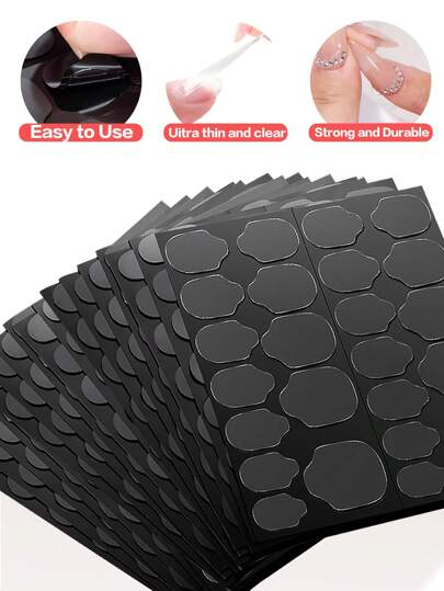 BRIDGESOUND 480片/360片/240片/120片，新款果冻胶，UV果冻指甲胶贴纸，双面果冻按压指甲贴纸，UV固化指甲胶，不脱落，防水，持久耐用，可穿戴假指甲，需要固化