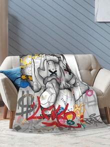 1Pc Kawss Kawaii Kaw Anime Flannel Blanket Gift Cover Blanket, Cozy Plush Flannel Fleece Printed Blanket, Double Blanket, Lightweight Plush, Bed Decoration 50x40inch