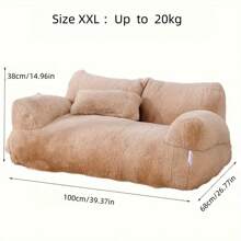 Comodo divano letto in peluche per animali domestici, letto per cani e gatti - rimovibile e lavabile, base antiscivolo, con cuscino incluso - colore caffè (disponibile in diverse misure)