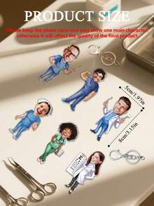 1 Personalized Doctor With Customizable , Nurses Day Keychain, Gifts And Souvenirs For Nurses And Doctors, Fashionable Keychains Suitable For Doctors And Nurses, The Best Gift For Nurses Day,Graphic Print - Multicolor - View 2