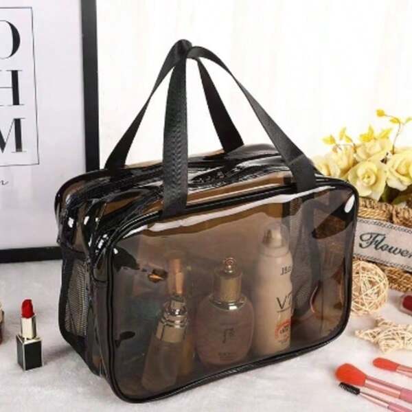 1pc.Waterproof Makeup Bag With Separate Dry And Wet Compartments, Large Capacity, Portable Travel Organizer, Handheld Bath Package