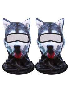 1pc 3D Animal Print Face Mask, Outdoor Funny Water Sports Hat Balaclava, Suitable For Daily Use, Travel, Hiking, Skiing Cat Ski Mask