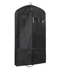 旅行服装袋带拉链口袋，手持，可悬挂，防尘，轻便便携，重型西装袋，适用于西装、燕尾服、连衣裙、外套，黑色，1 件装宿舍必备衣物整理器衣柜整理和存储卧室