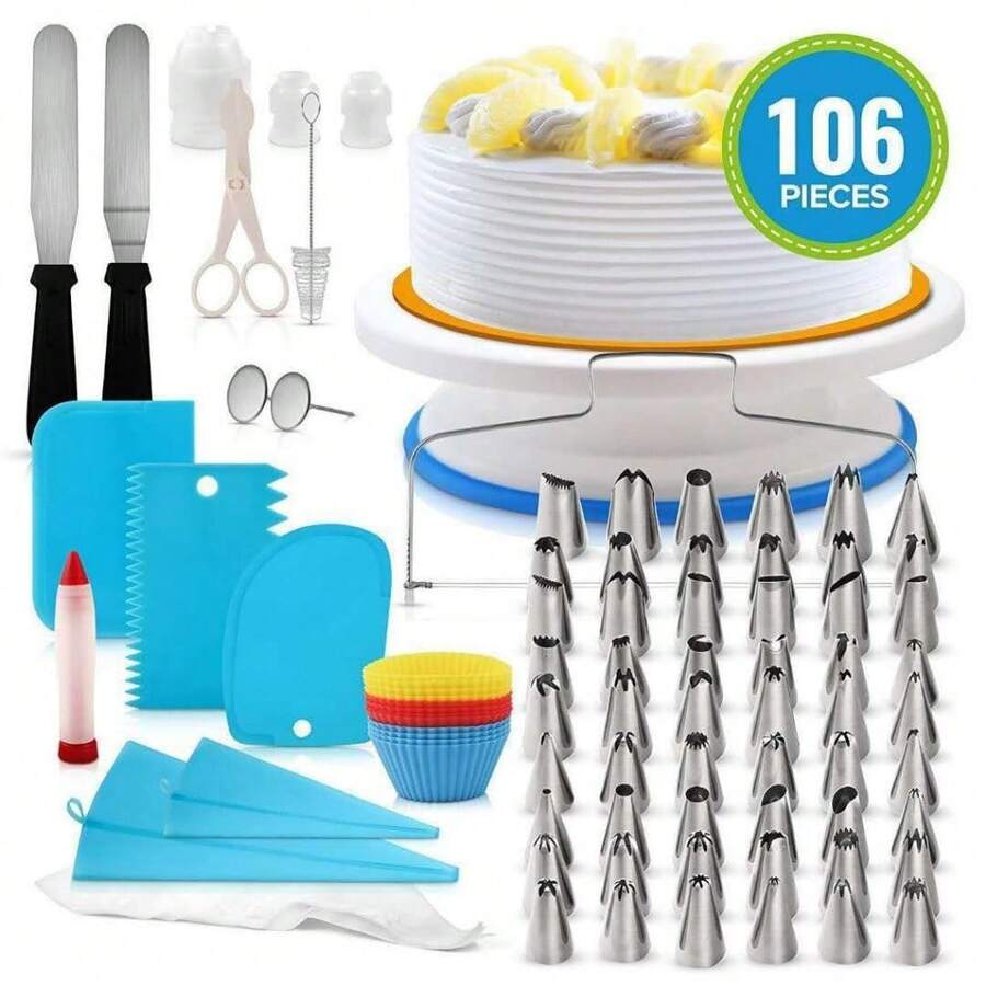 Pastry Kit 106 Pieces Stainless Steel Nozzles For Icing And Decorating Cakes And Cupcakes - Nhiều màu - Xem 1